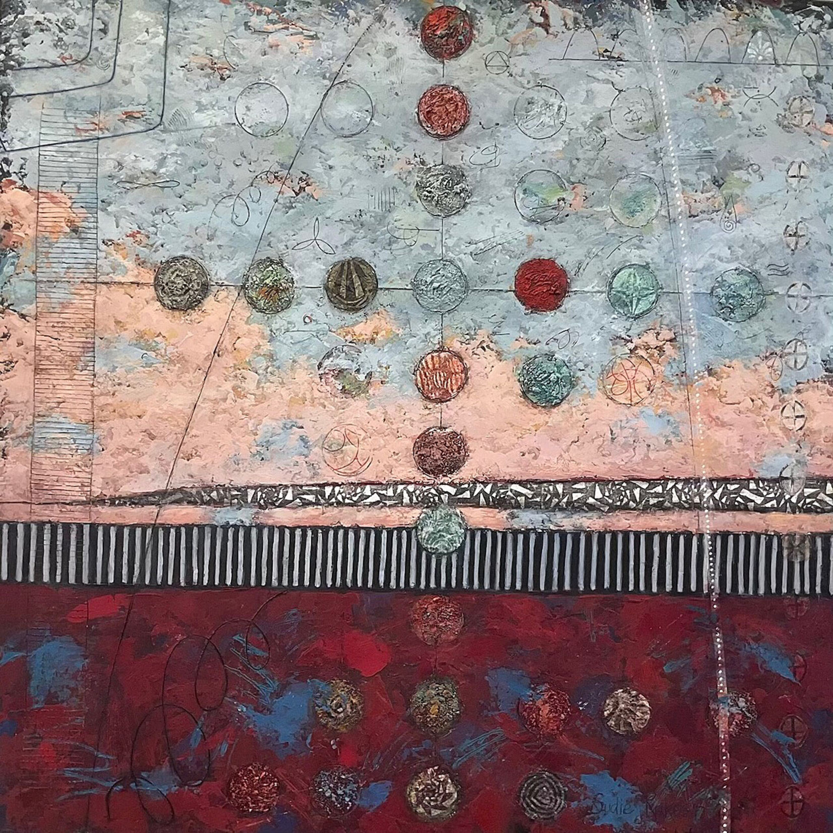 Sudie Rakusin , There exists a secret Vibrational Language in Nature 2 Triptych Middle,  30” h x 30” w , Muse Gallery