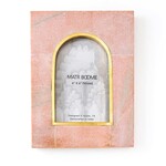 Matr Boomie Jaipuri 4x6 arch picture frame - pink carved marble JGF133