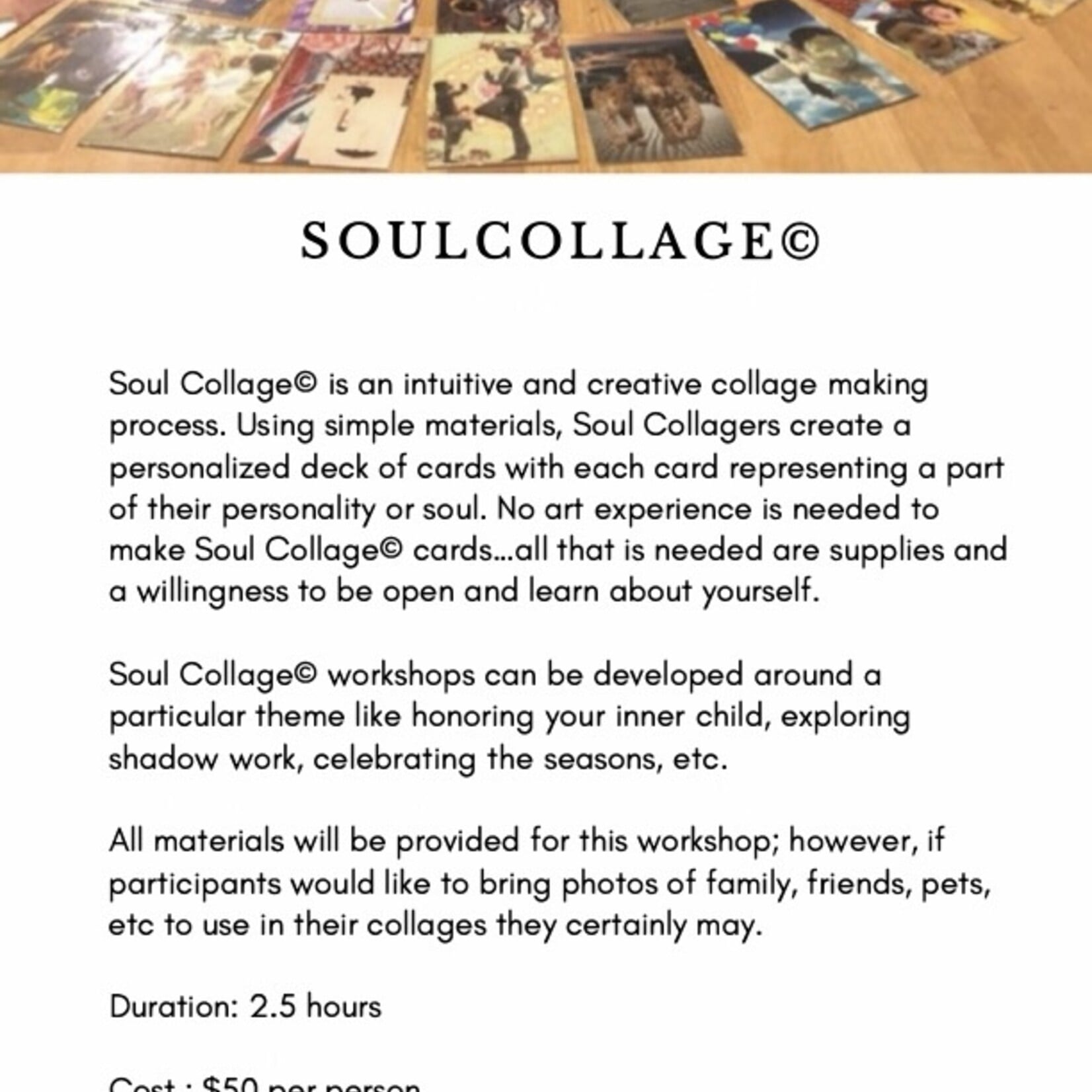 SoulCollage with Bridget (July 13 th  6:30-9 pm )