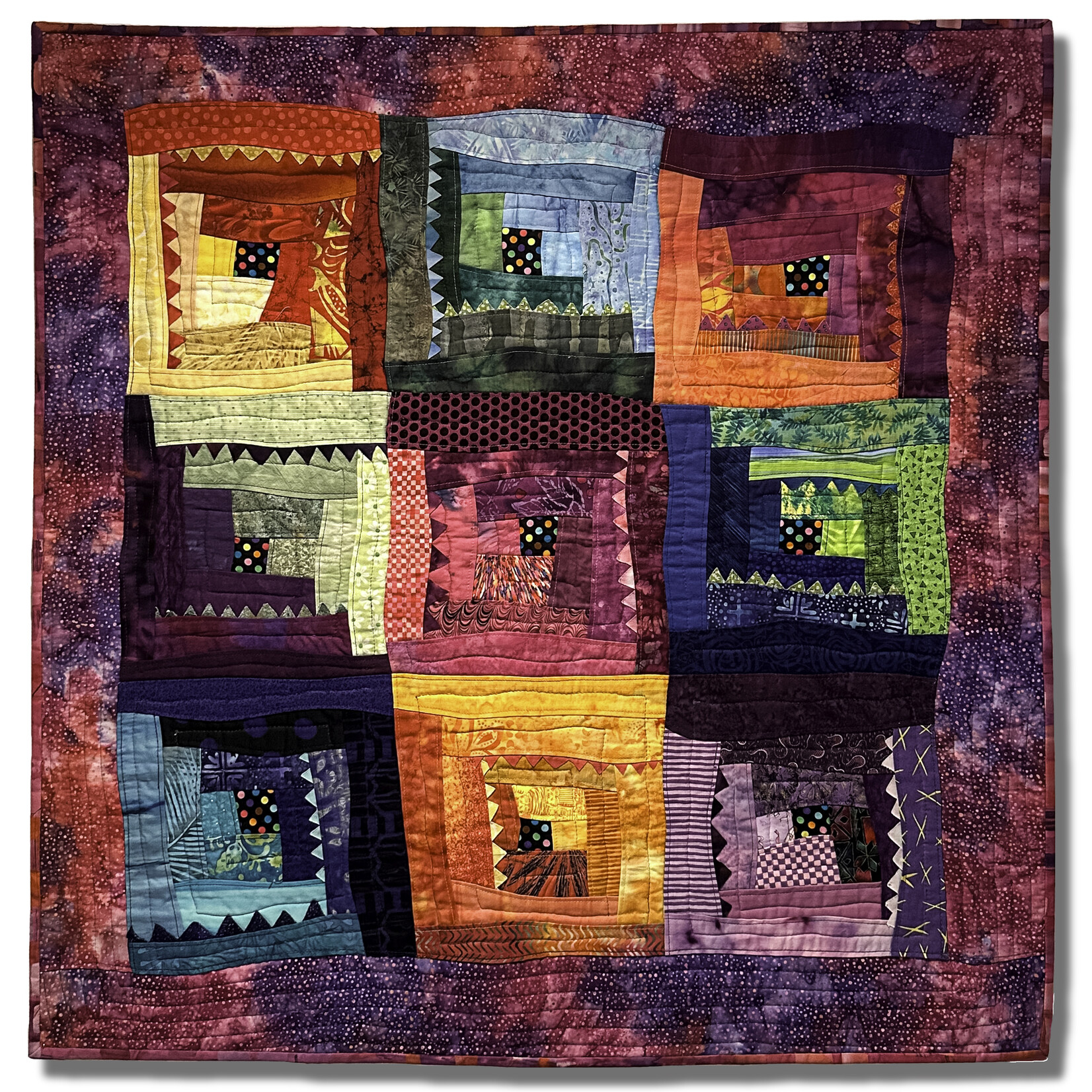 Ellen Fisher , Crazy Log Cabin , 29.5 w x 29.5 h | Muse Gallery