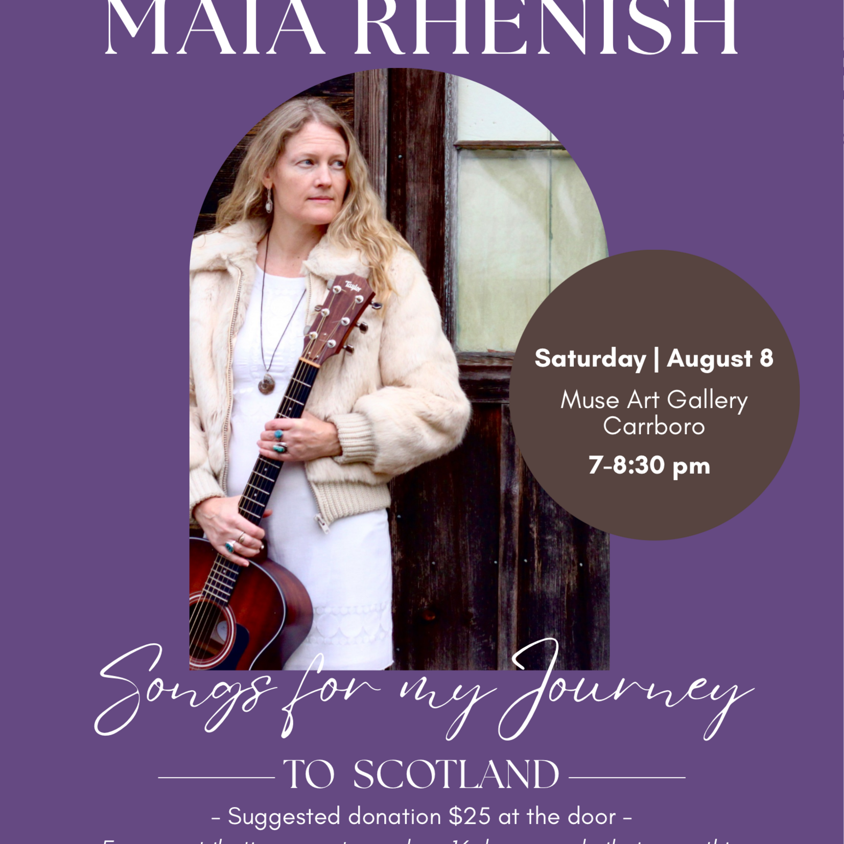An Intimate Concert with Maia Rhenish ( Saturday, August 8, 7-8:30pm )