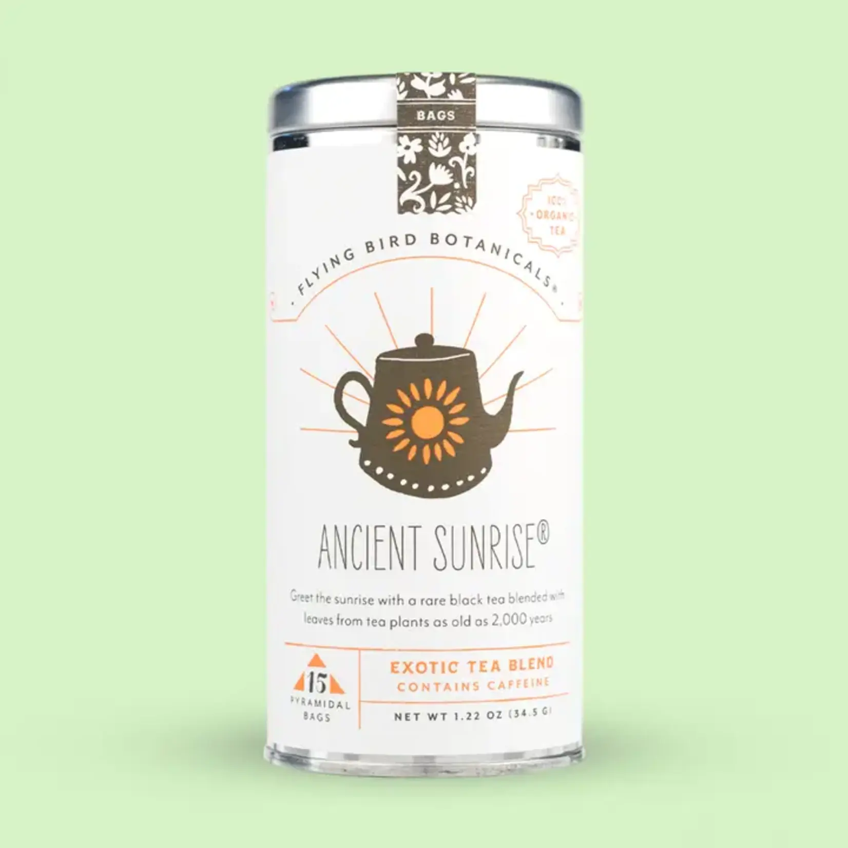 Treehouse Originals Flying bird Botanical ancient sunrise tea bag tea tin