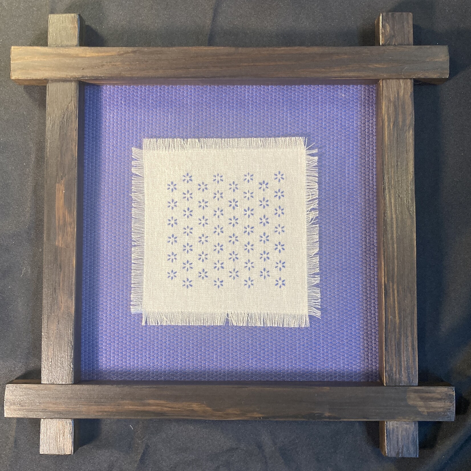 Eryn Donnalley , Sashiko Pattern 4 w/ custom wood frame , 16"x16" Muse Gallery