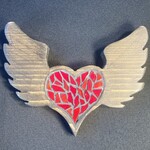 Eryn Donnalley , Flying Hearts Mini wood & mosaic , 7"x6" irregular , Muse Gallery