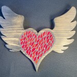 Eryn Donnalley , Flying Hearts Medium wood & mosaic , 11"x11" irregular , Muse Gallery