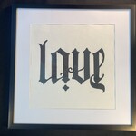 Eryn Donnalley , Love/Pain Ambigram - Watercolor framed , 16"x16" Muse Gallery