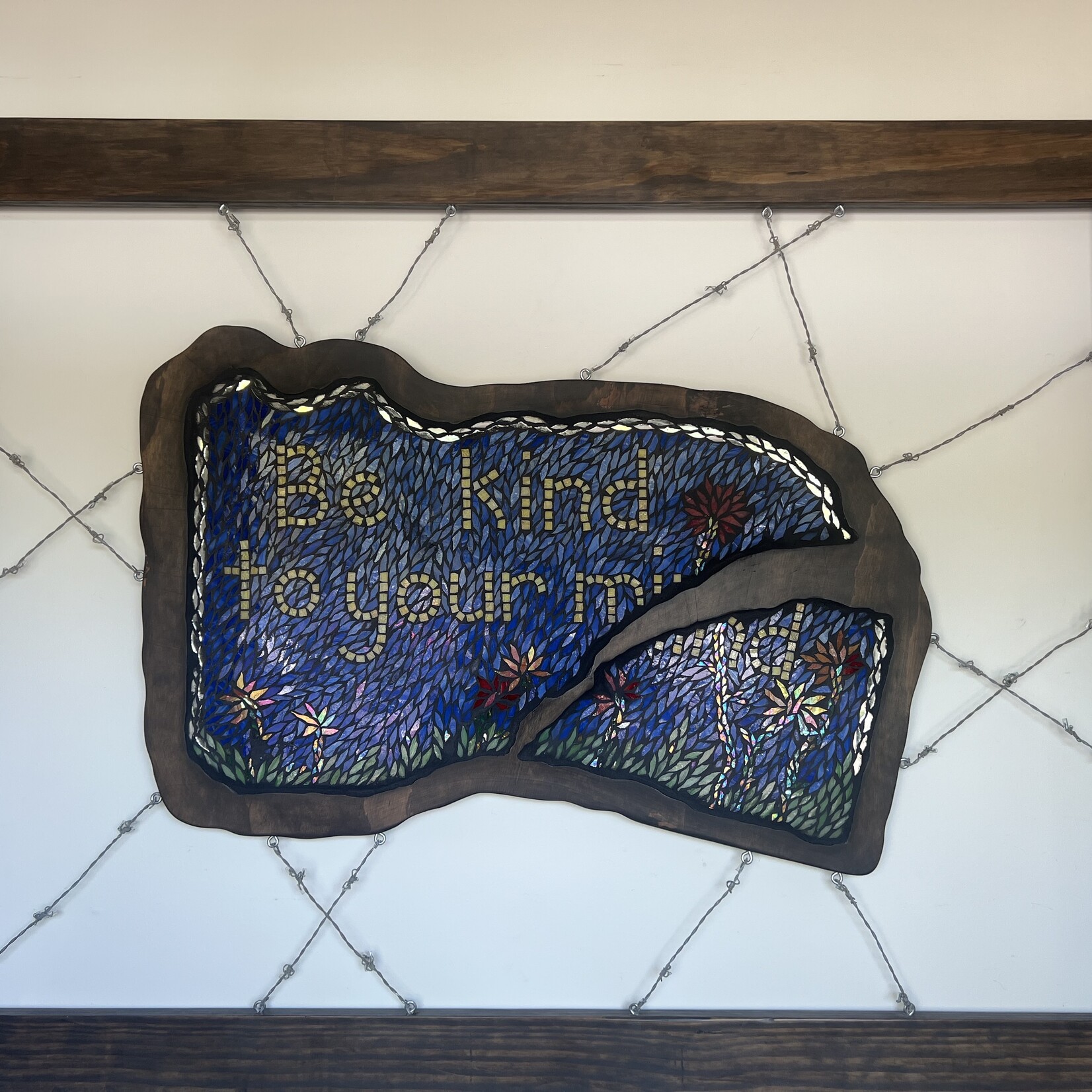 Eryn Donnalley Be Kind to Your Mind Wood, Mosaic, and Wire  (44 1/2" x 60")