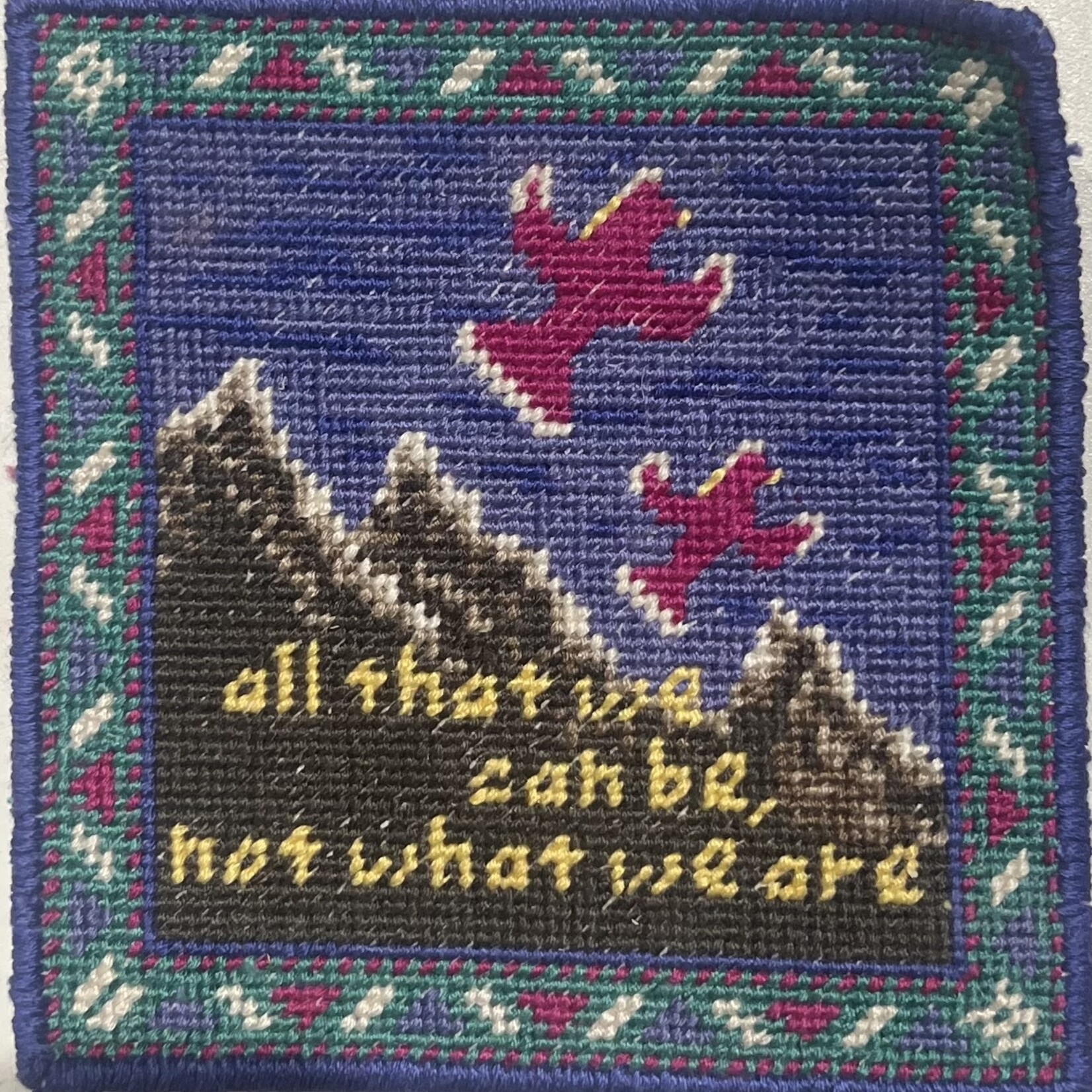 Eryn Donnalley "All that we can be, not what we are" Needlepoint  2024 (4" x 4")