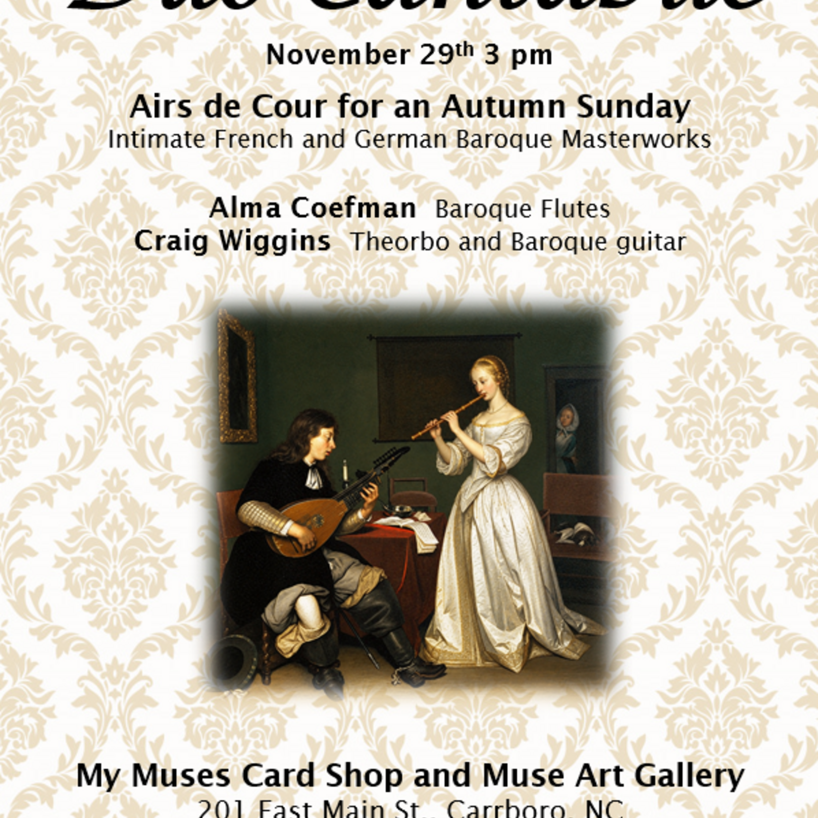 alma coefman Duo Cantabile: Airs de Cour for an Autumn Sunday ( Nov 29th )