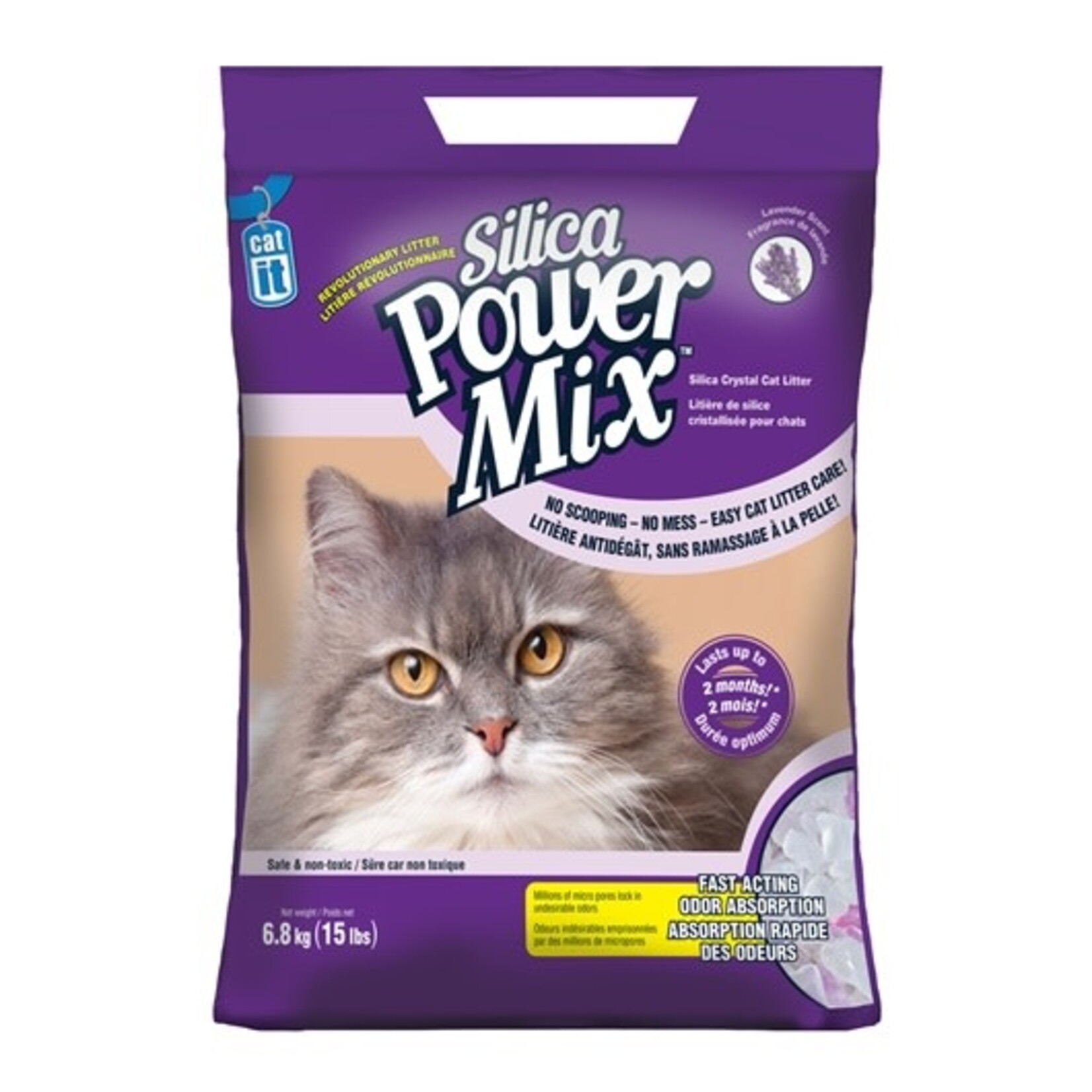 Mix Cat Litière power mix silice chats, lavande, 6,8 kg