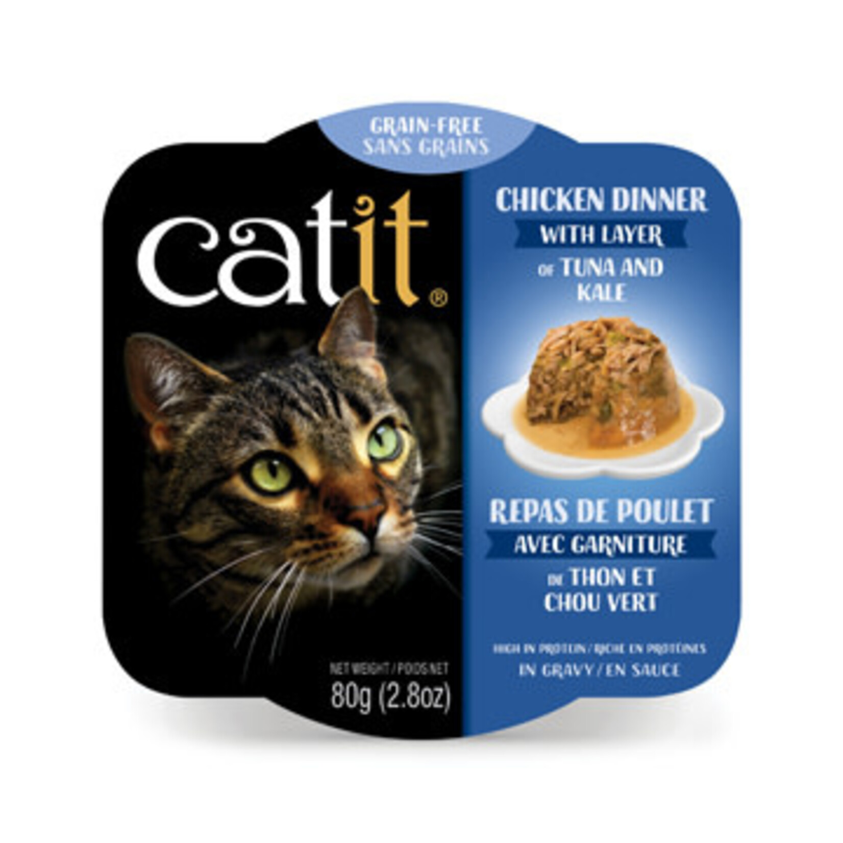 Catit Repas de poulet Catit avec thon et chou vert, 80 g (2,8 oz)