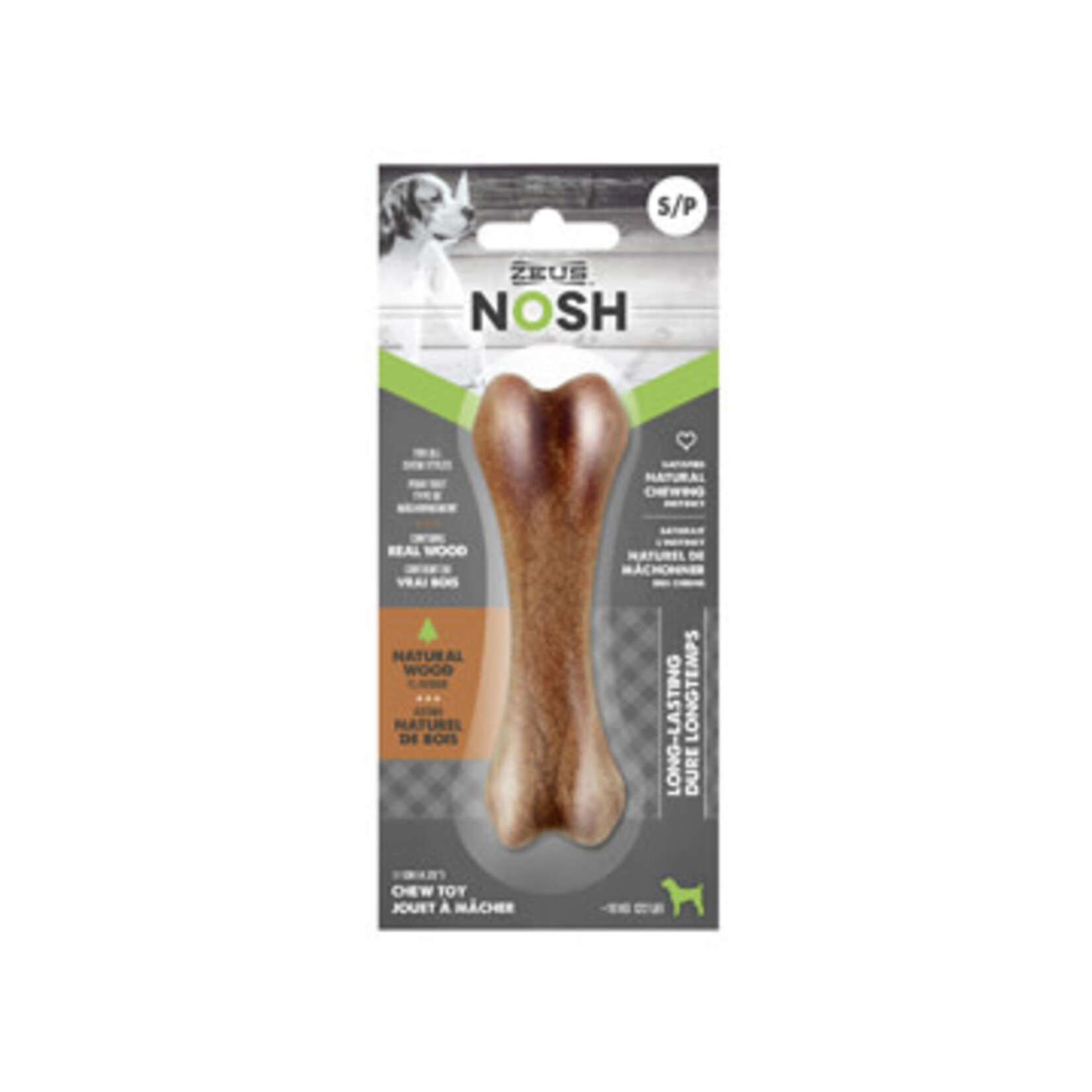 Zeus Os à mâcher Nosh Zeus en bois, petit, 11 cm (4,5 po)