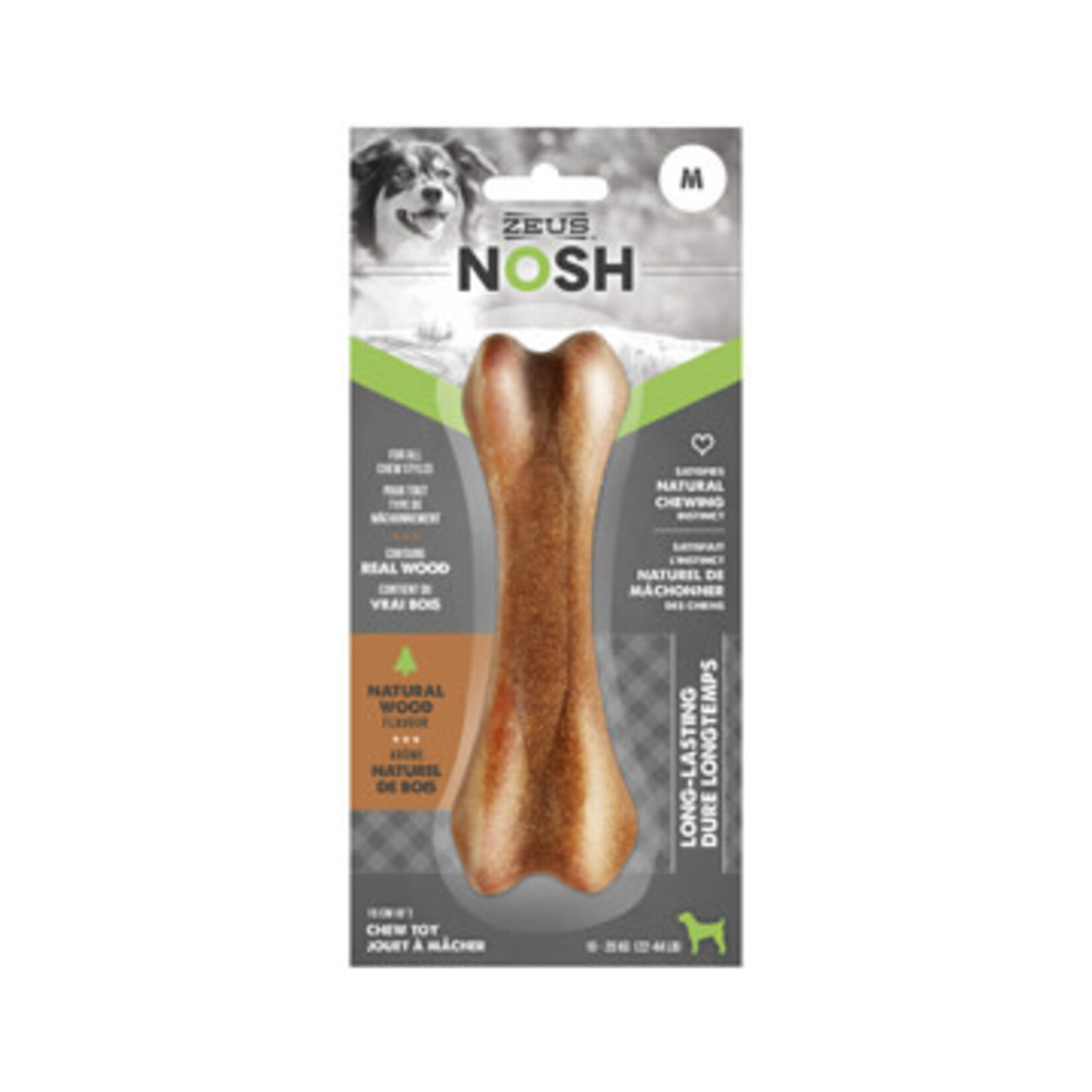 Zeus Os à mâcher Nosh Zeus en bois, moyen, 15 cm (6 po)