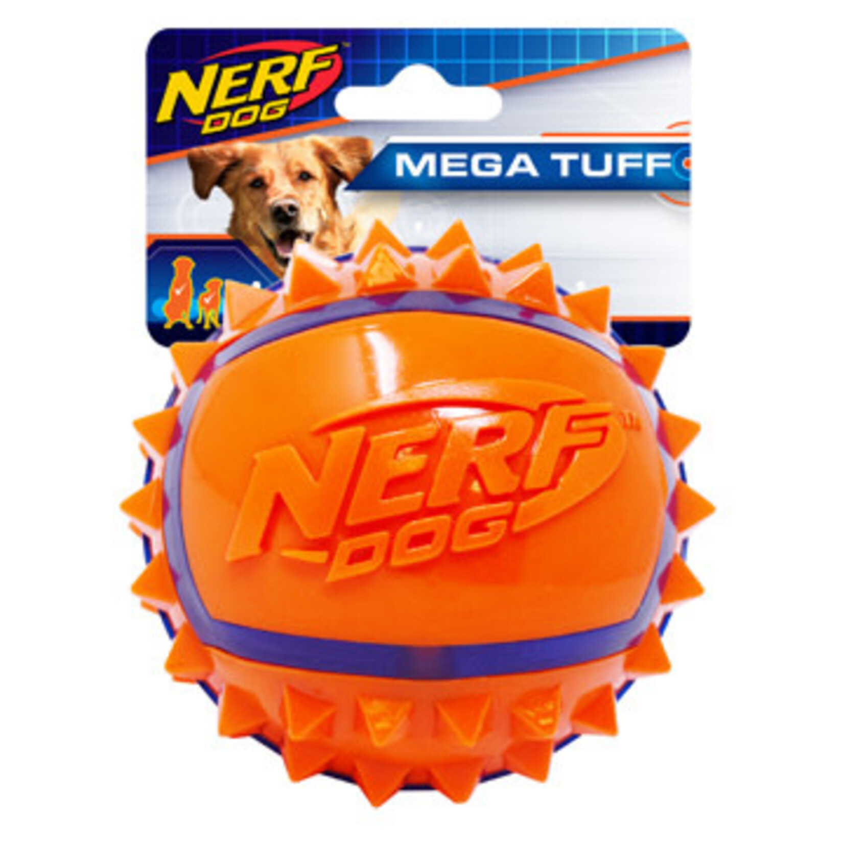 Nerf Balle bicolore à crampons Nerf Dog en TPR, grande, 8,9 cm (3,5 po)