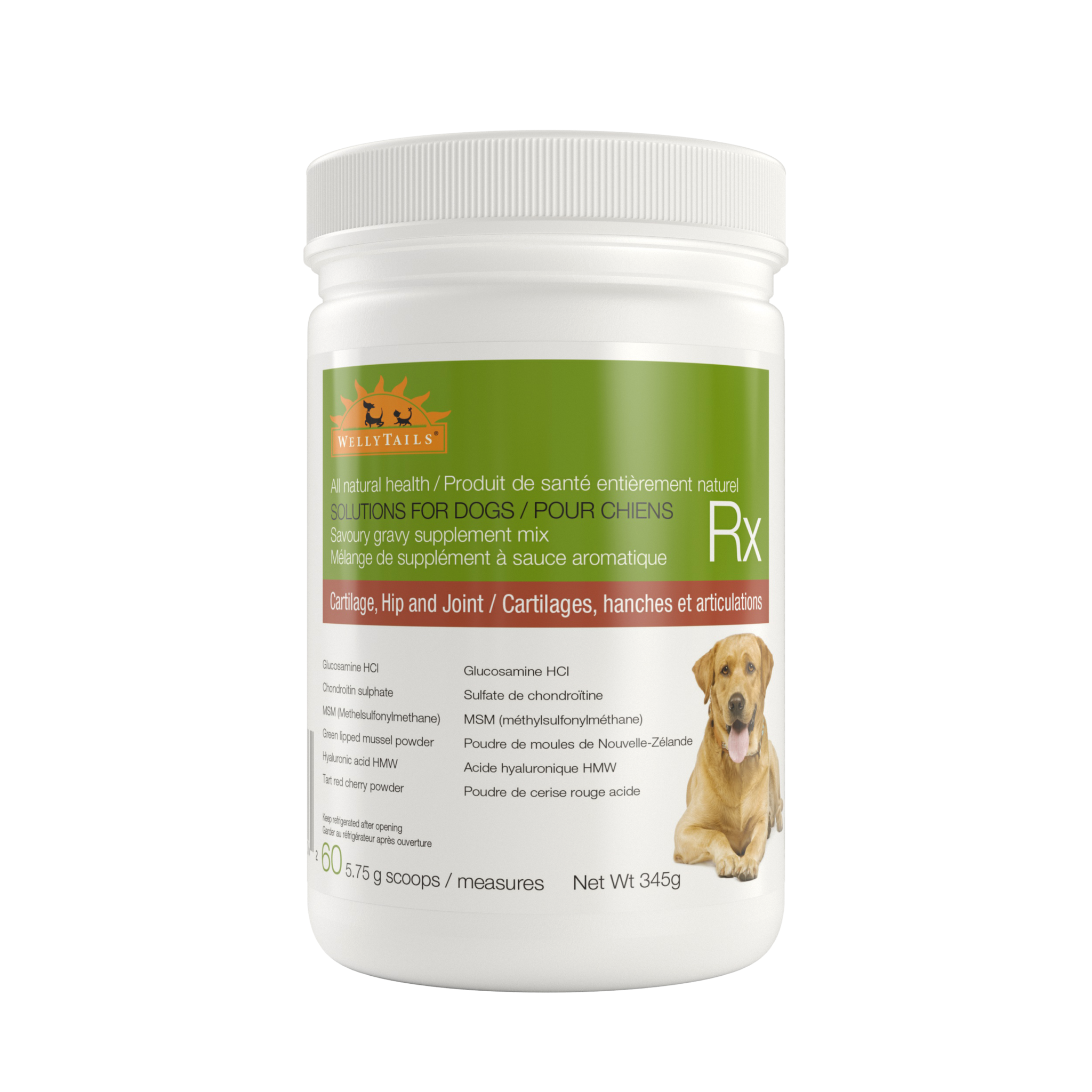 welly tails chien suppléments cartilages hanches et articulations 345gr