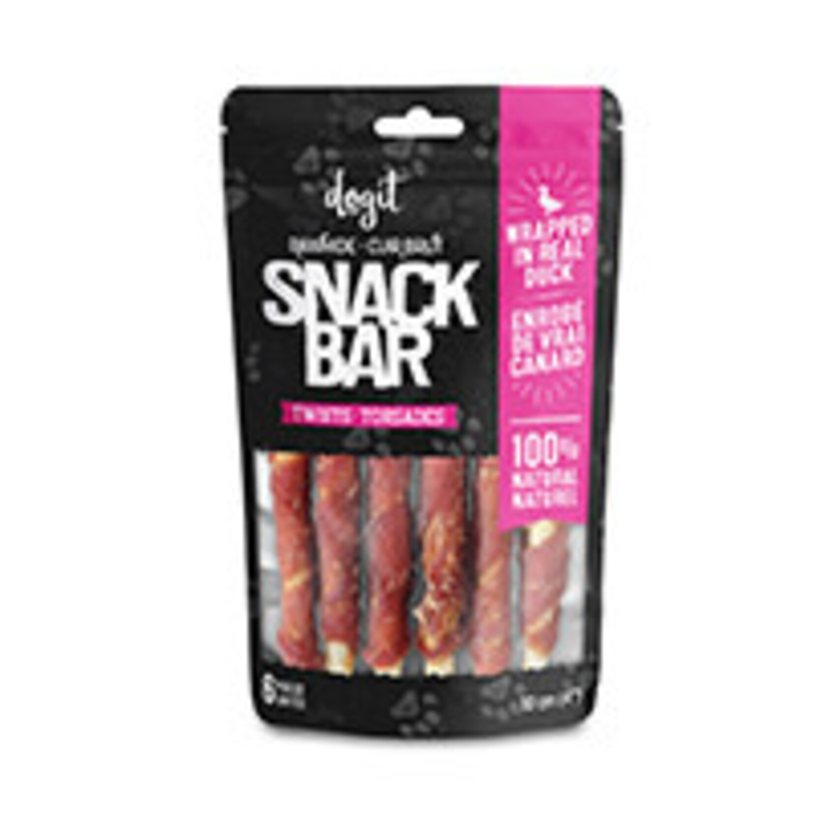 Dogit Torsades de cuir brut enrobés de canard Snack Bar Dogit, 6 unités, 10 cm (4 po)