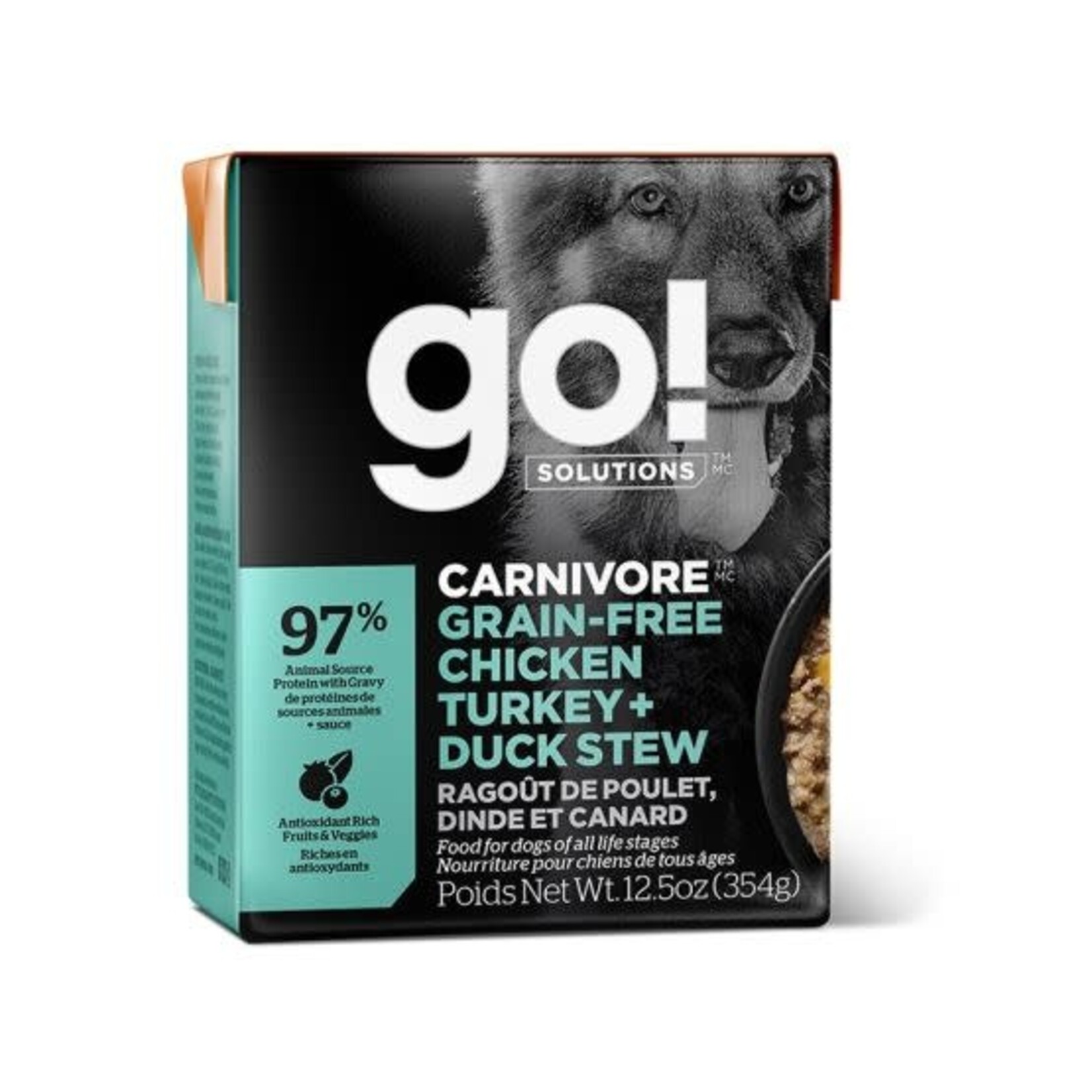 Petcurean Petcurean Go! Chien Tetra Pak Carnivore Sans Grains Poulet, Dinde & Canard ,5oz