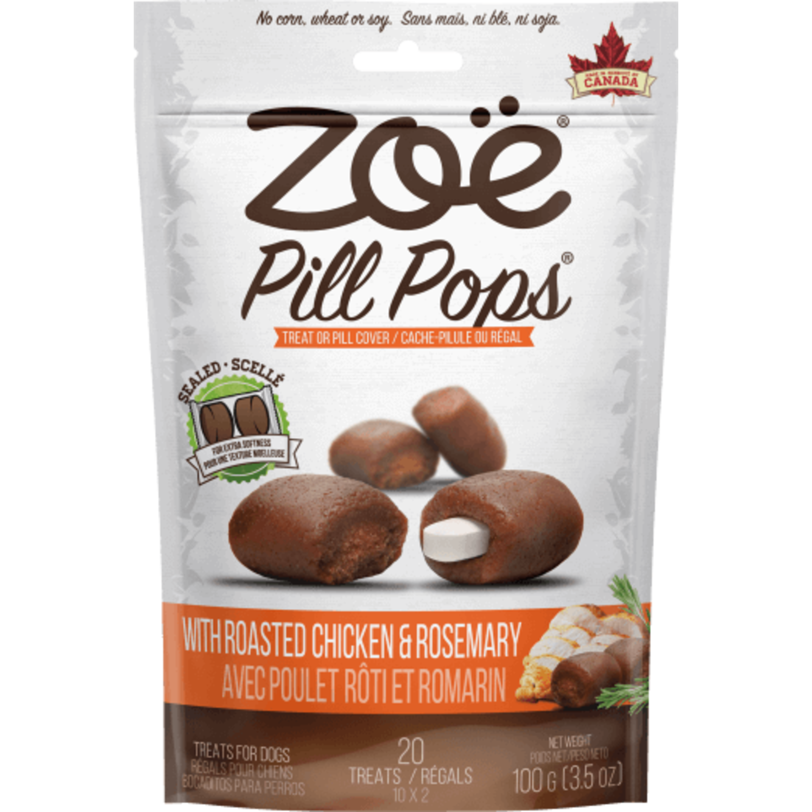 Zoe Régals Pill Pops Zoë, Poulet rôti avec romarin, 100 g (3,5 oz)