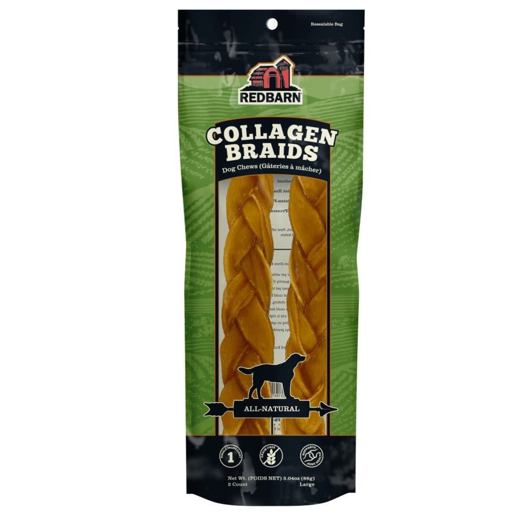 Redbarn Redbarn Bâtonnet De Collagène Tressé, Grand 12", Sac De 2 Unités