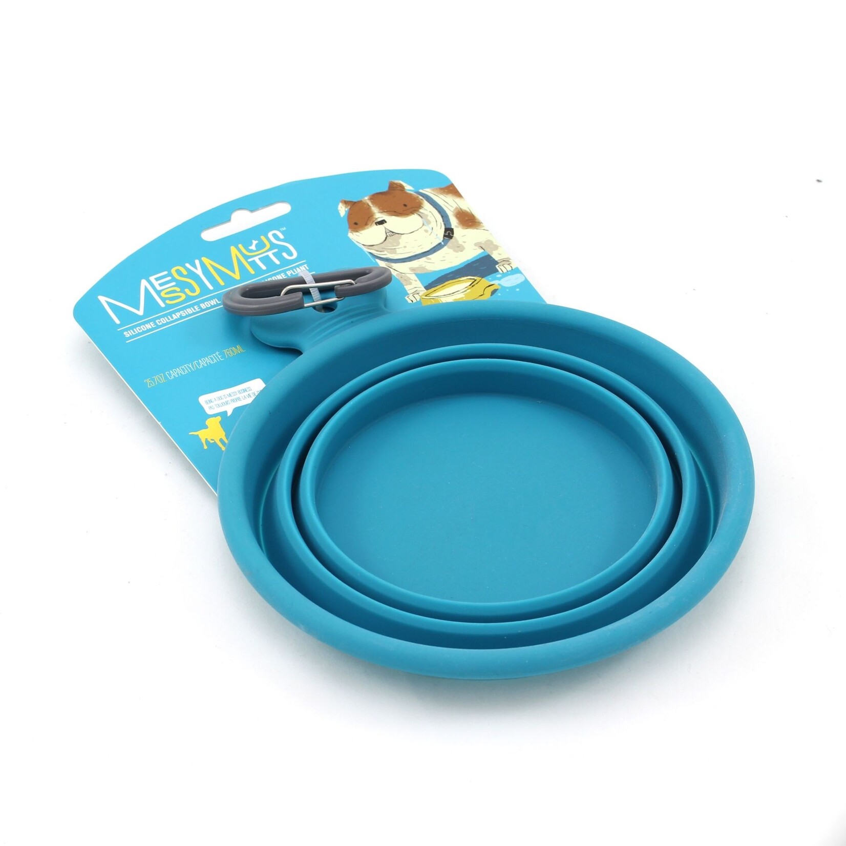 MESSY MUTTS Messy Mutts Bol En Silicone Rétractable, 1,75 Tasses - Bleu
