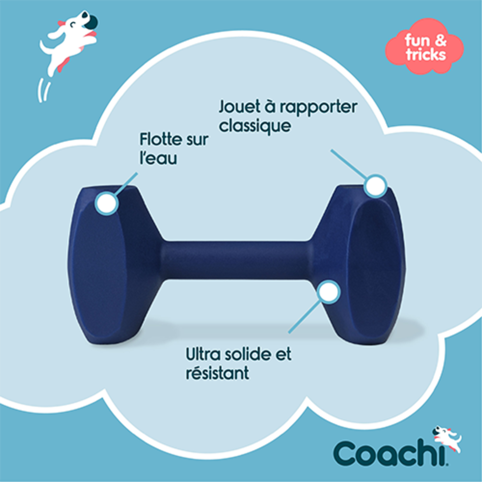 Coachi Company of Animals® Coachi® Dumbell d'entraînement bleu marin - Petit