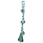 Dogit Corde de coton Dogit à 3 nœuds, bleu, vert lime et blanc, 71 cm (28 po)