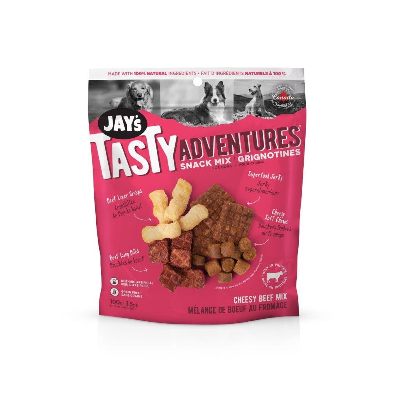 JAY'S Jay's Tasty, Gâteries Pour Chien, Grignotines Boeuf Au Fromage - 100g