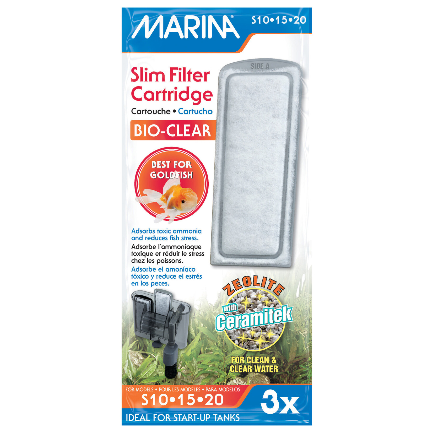 Marina Cartouche Bio-Clear pour filtres Slim Marina (poisson rouge), paquet de 3
