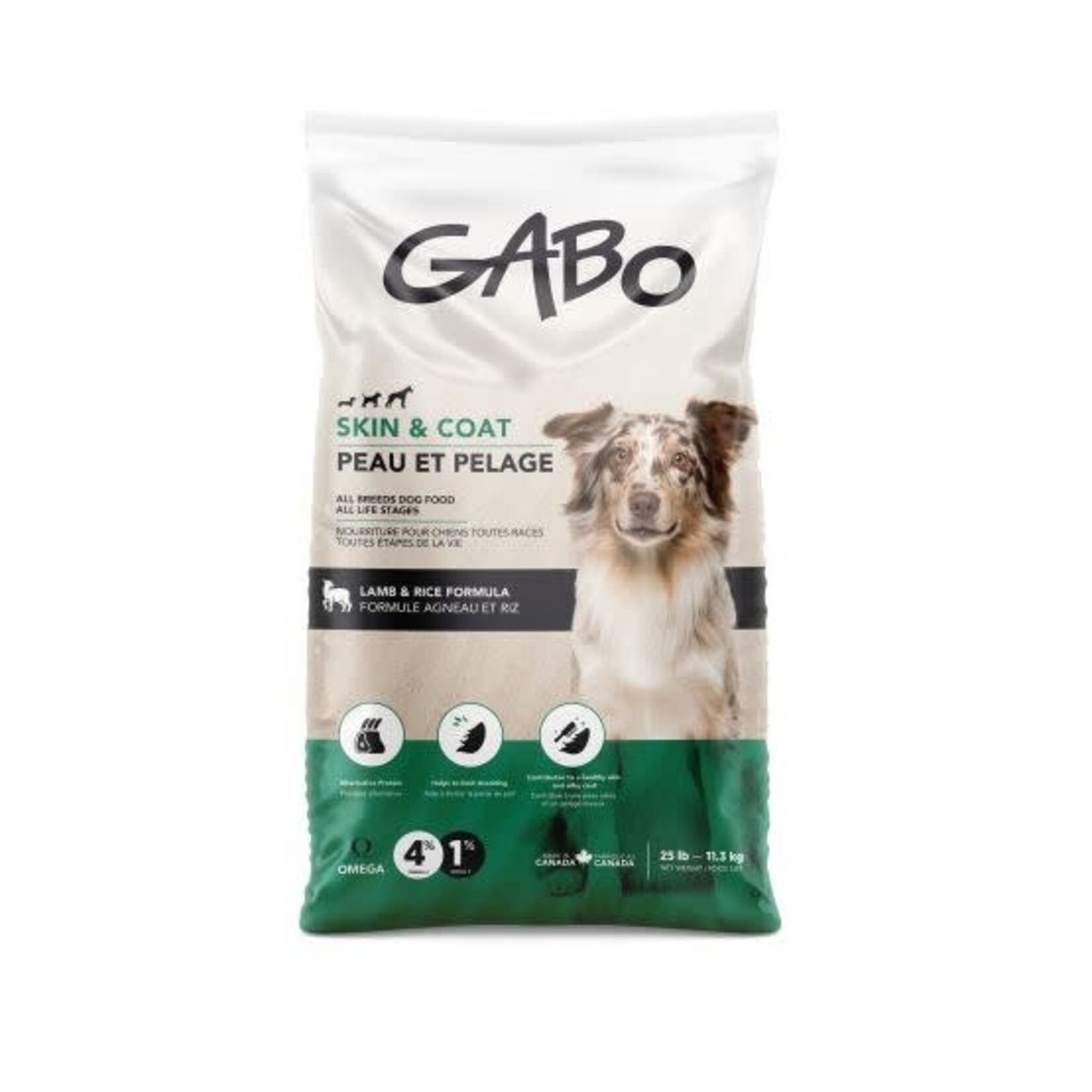 GABO Gabo Nourriture Pour Chien & Chiot, Peau & Pelage, Agneau Et Riz 25lbs