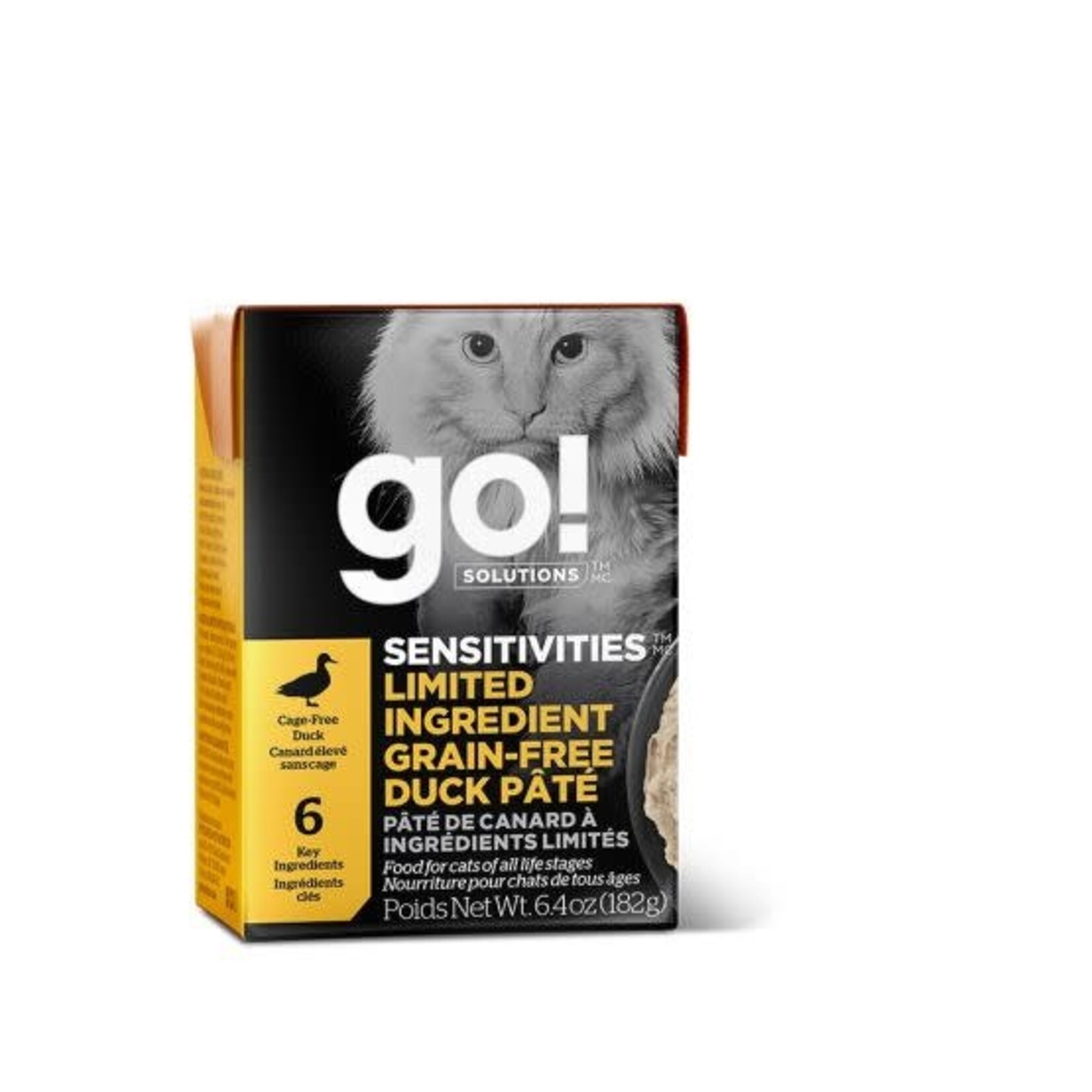 Petcurean Petcurean Go! Chat Tetra Pak Sensitivities Lid Sans Grains Pâté De Canard 6.4oz