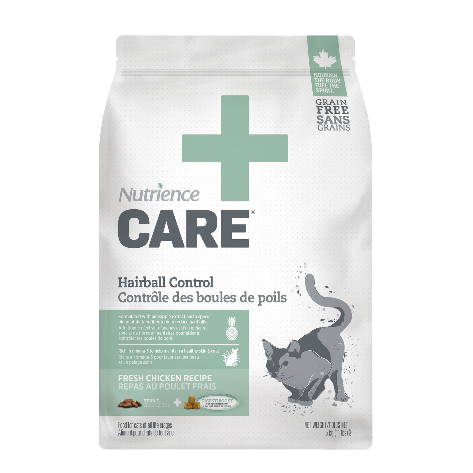 Nutrience NUTRIENCE CARE  ailment secs Contrôle des boules de poils pour chats 5lb/Hairball Control for Cats - 2.27 kg