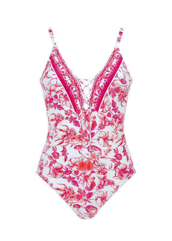 Olympia Maillot de bain une pièce 32608 Blanc et rose 143