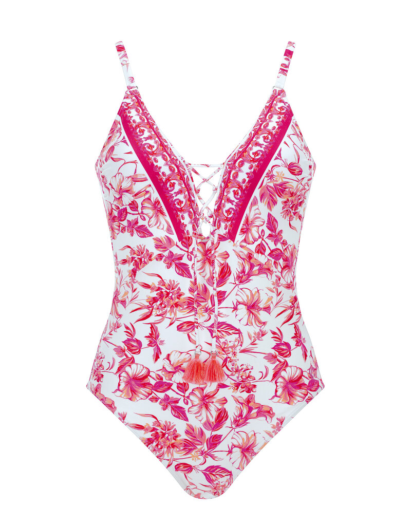 Olympia Maillot de bain une pièce 32608 Blanc et rose 143