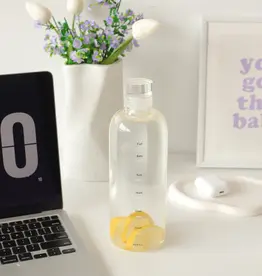 moi d'abord Bouteille d'eau en verre avec heures