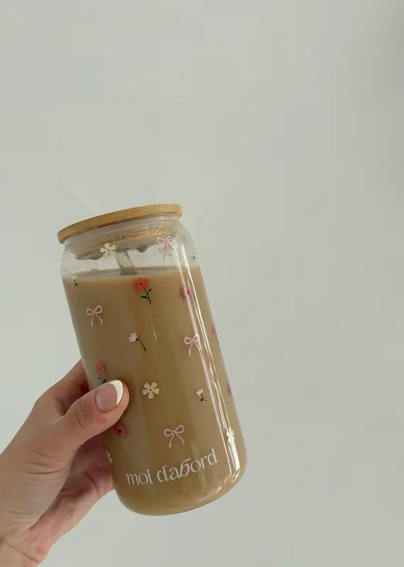 moi d'abord Tumbler en verre Fleurs & boucles