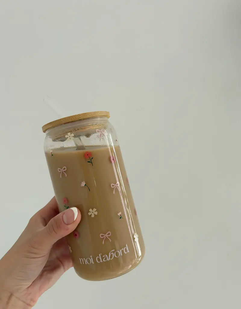 moi d'abord Tumbler en verre Fleurs & boucles