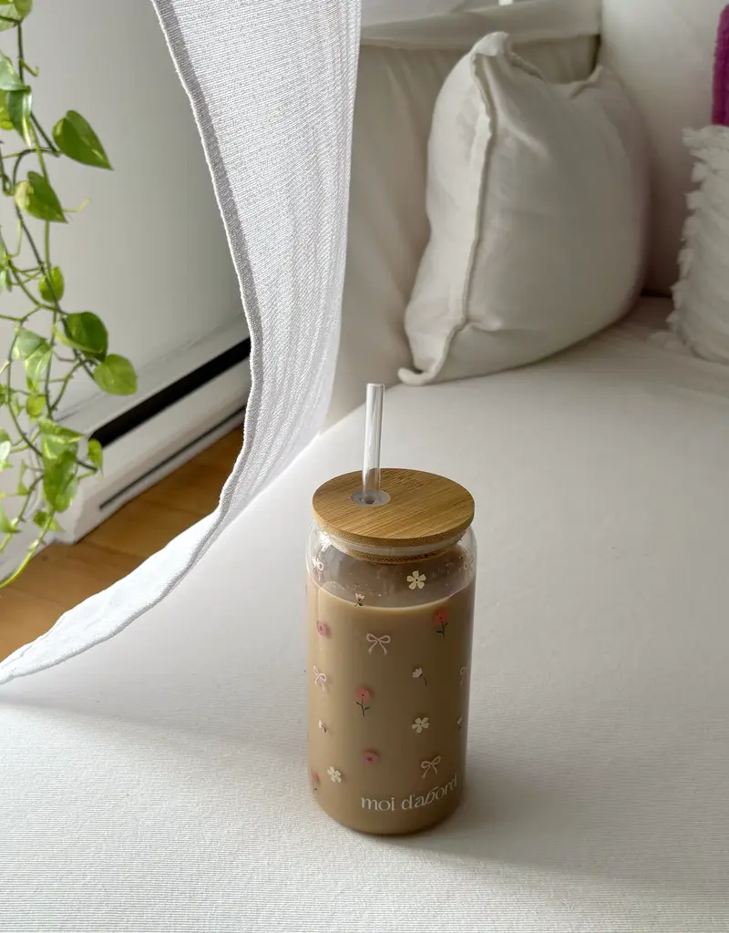 moi d'abord Tumbler en verre Fleurs & boucles