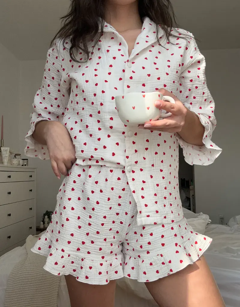 moi d'abord Ensemble Pyjama coeurs à volants
