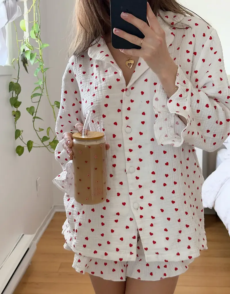 moi d'abord Ensemble Pyjama coeurs à volants