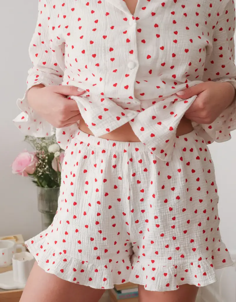 moi d'abord Ensemble Pyjama coeurs à volants