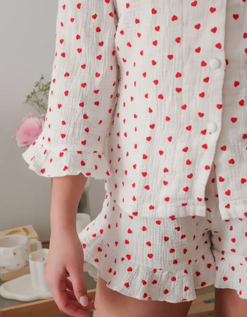 moi d'abord Ensemble Pyjama coeurs à volants