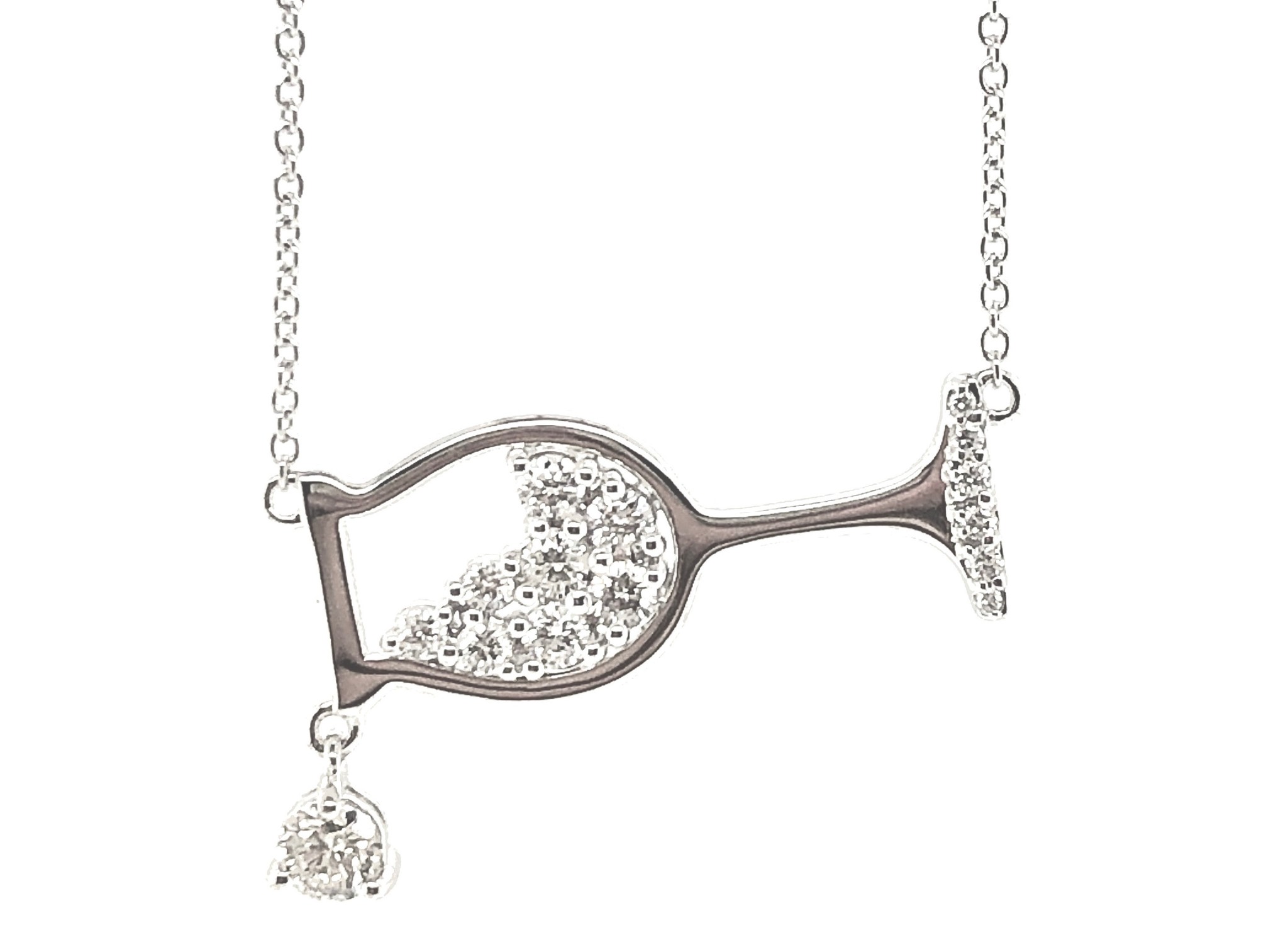 14KW Dia Wine Glass Necklace