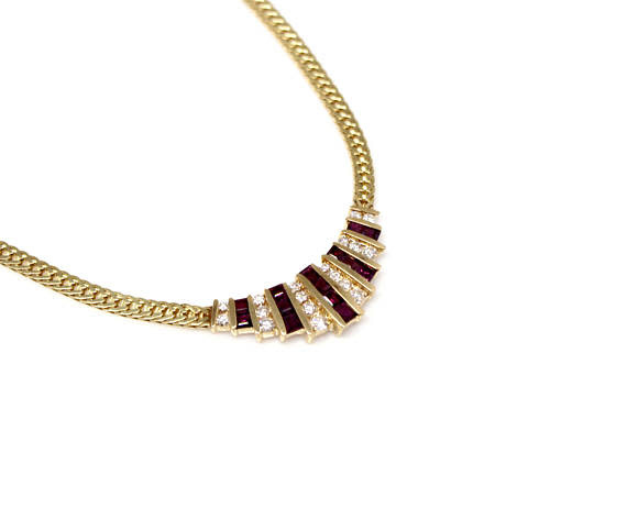 14k YG Ruby and Dia Vintage Necklace