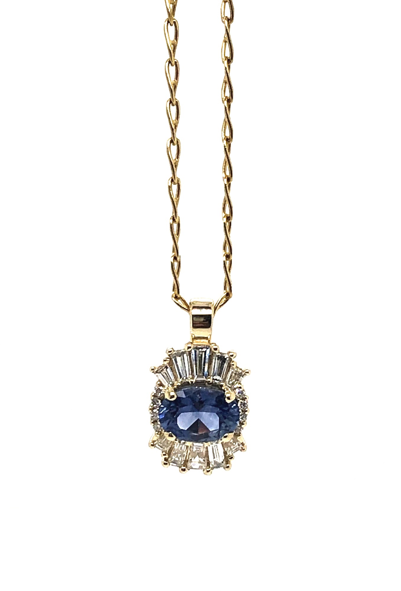 14kt Yellow Gold Diamond & Sapphire Pendant
