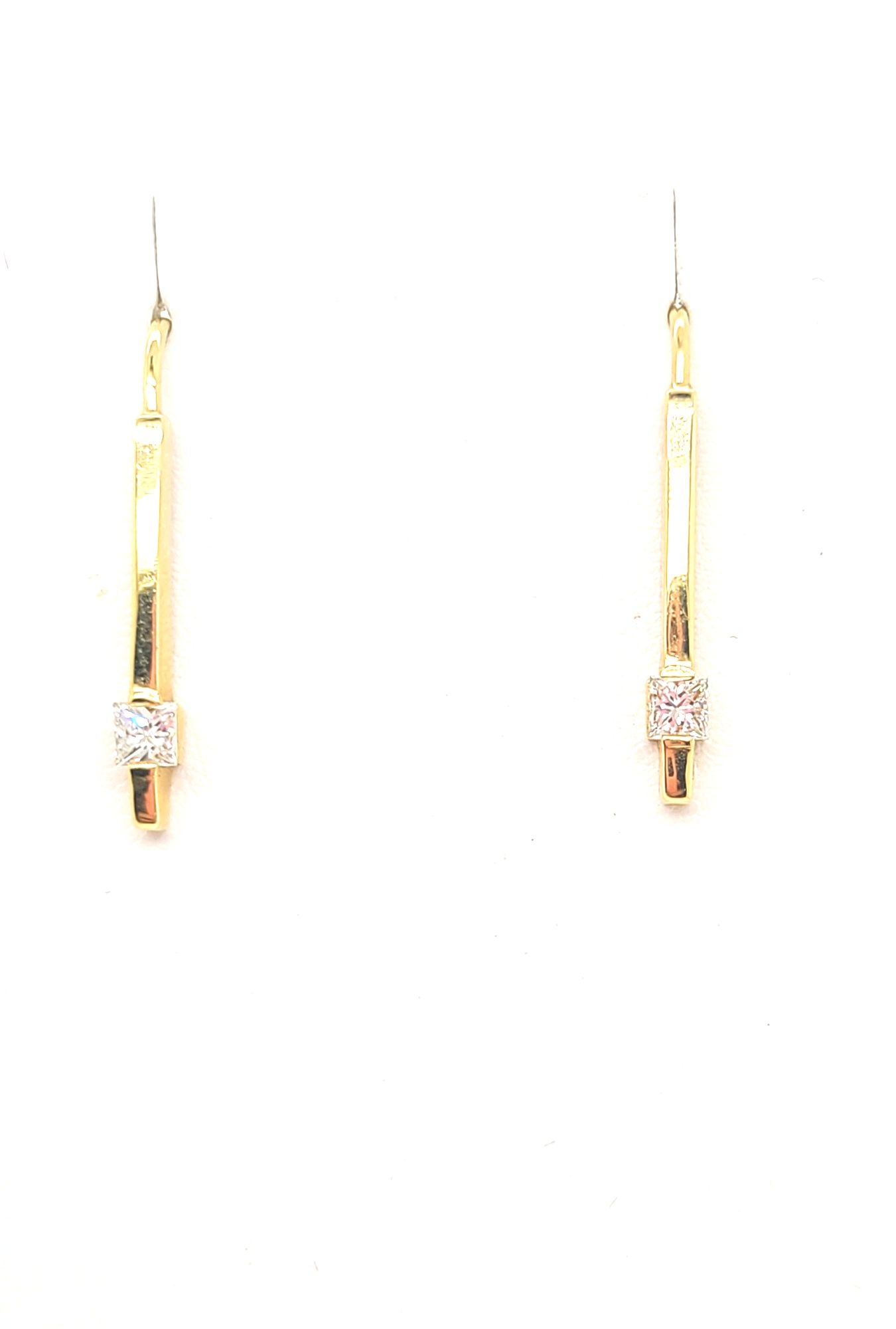 14kt Yellow Gold Princess-cut Diamond Bar Earrings 0.40ctw