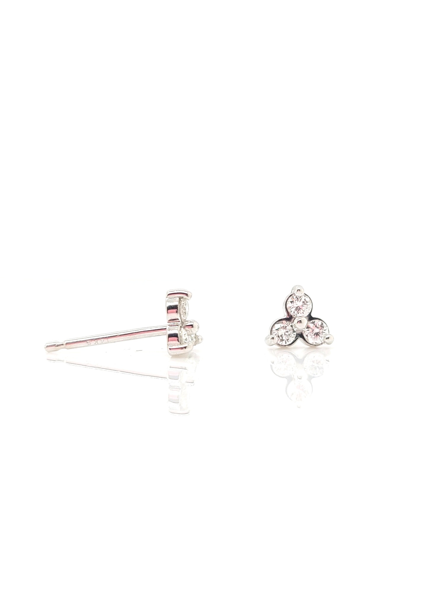 14kt White Gold 3-stone Diamond Cluster Studs