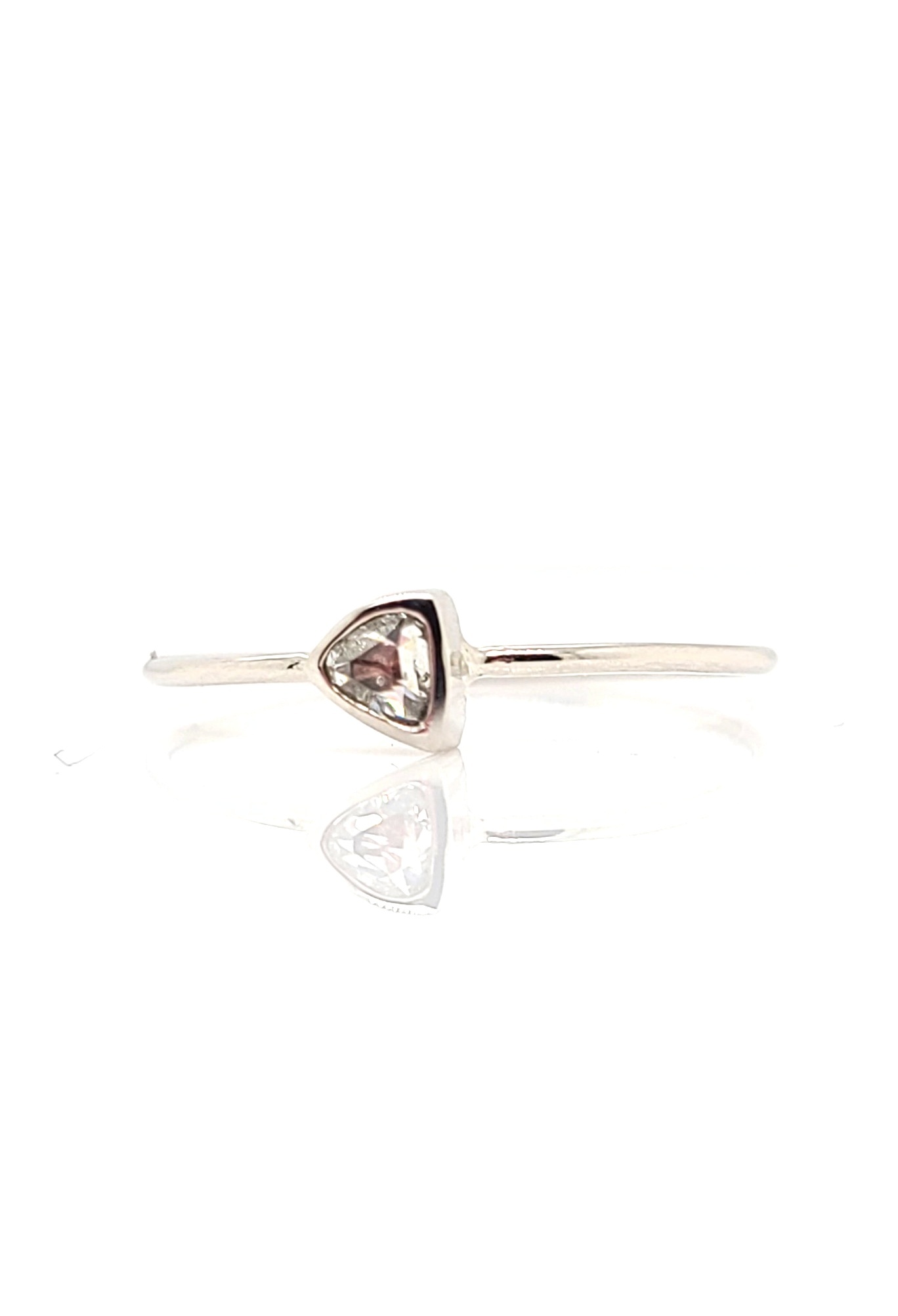 14kt White Gold Diamond Trillion Stack Ring