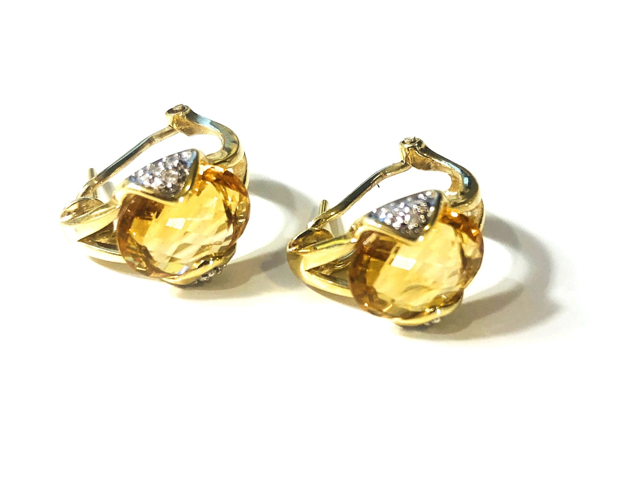 14kt Yellow Gold Citrine and Diamond Earrings