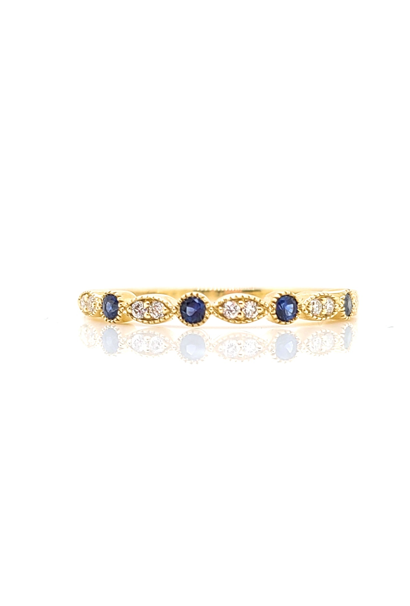 14kt Yellow Gold, Sapphire & Diamond Stackable Ring
