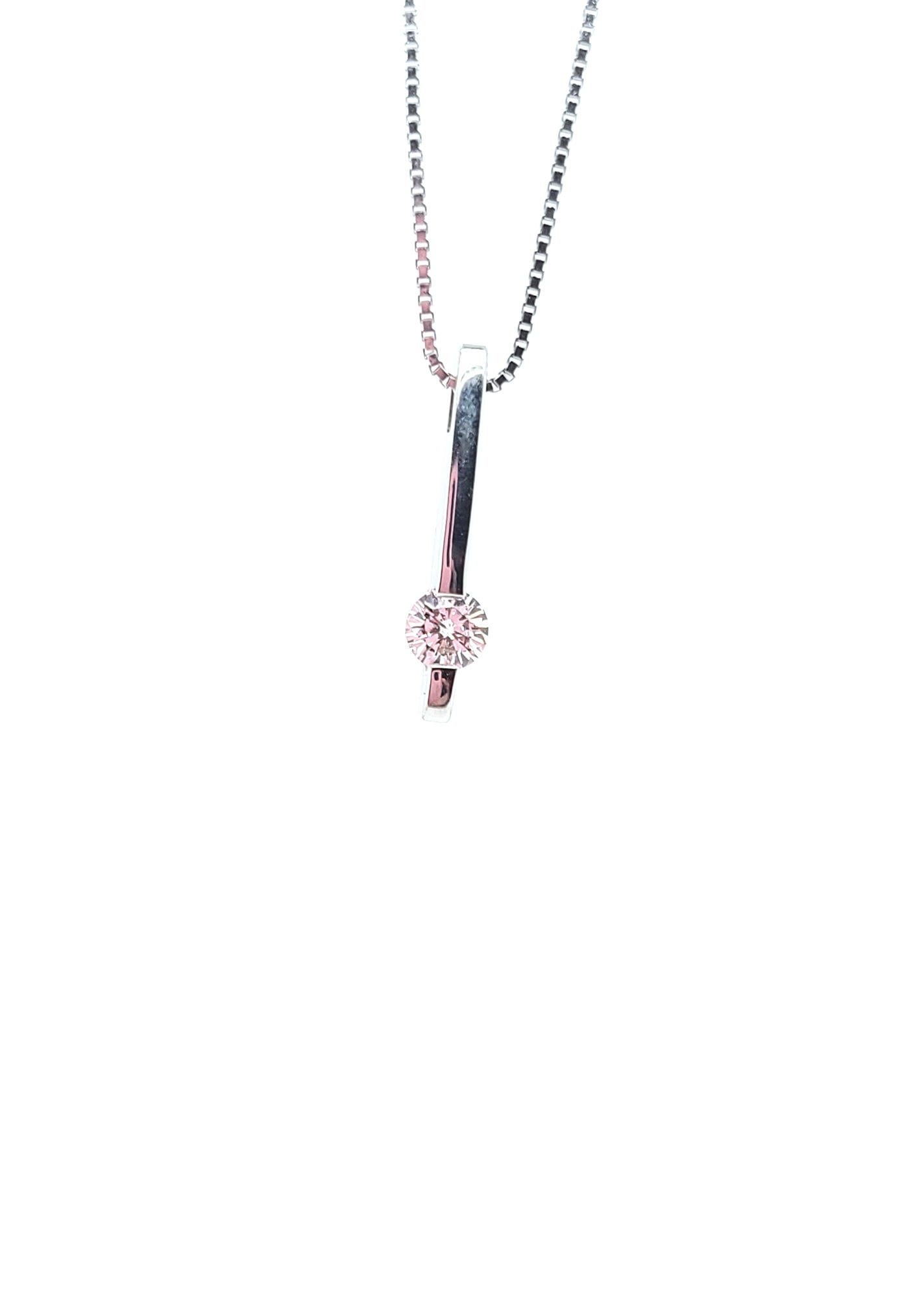 14kt White Gold Diamond Bar Pendant and Chain